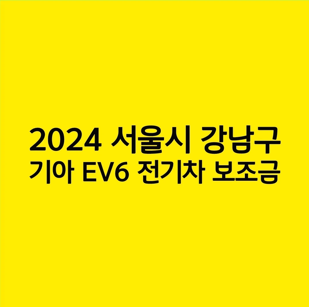 2024 서울시 강남구 기아 EV6 전기차 보조금 알아보기