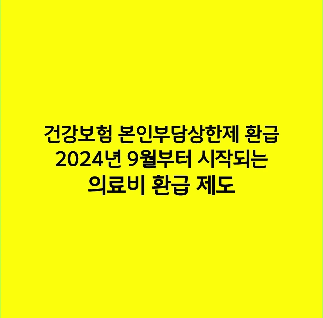 건강보험 본인부담상한제 환급 2024년 9월부터 시작되는 의료비 환급 제도