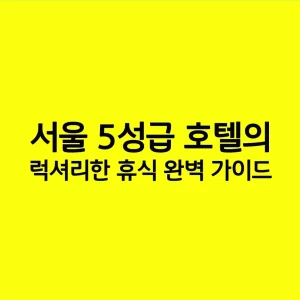 서울 5성급 호텔의 럭셔리한 휴식 완벽 가이드