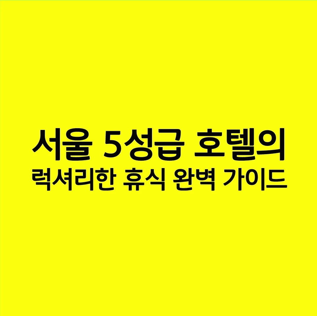 서울 5성급 호텔의 럭셔리한 휴식 완벽 가이드