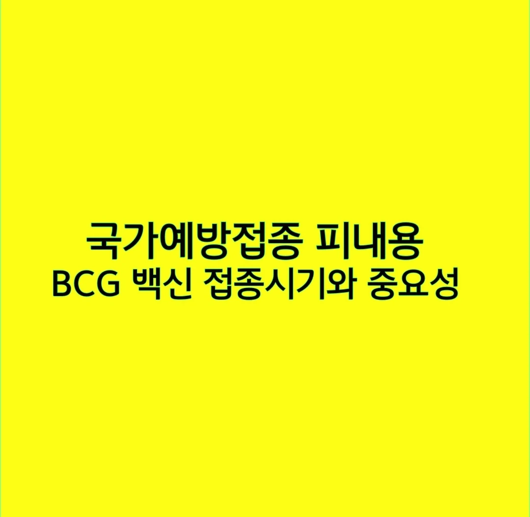 국가예방접종 피내용 BCG 백신 접종시기와 중요성